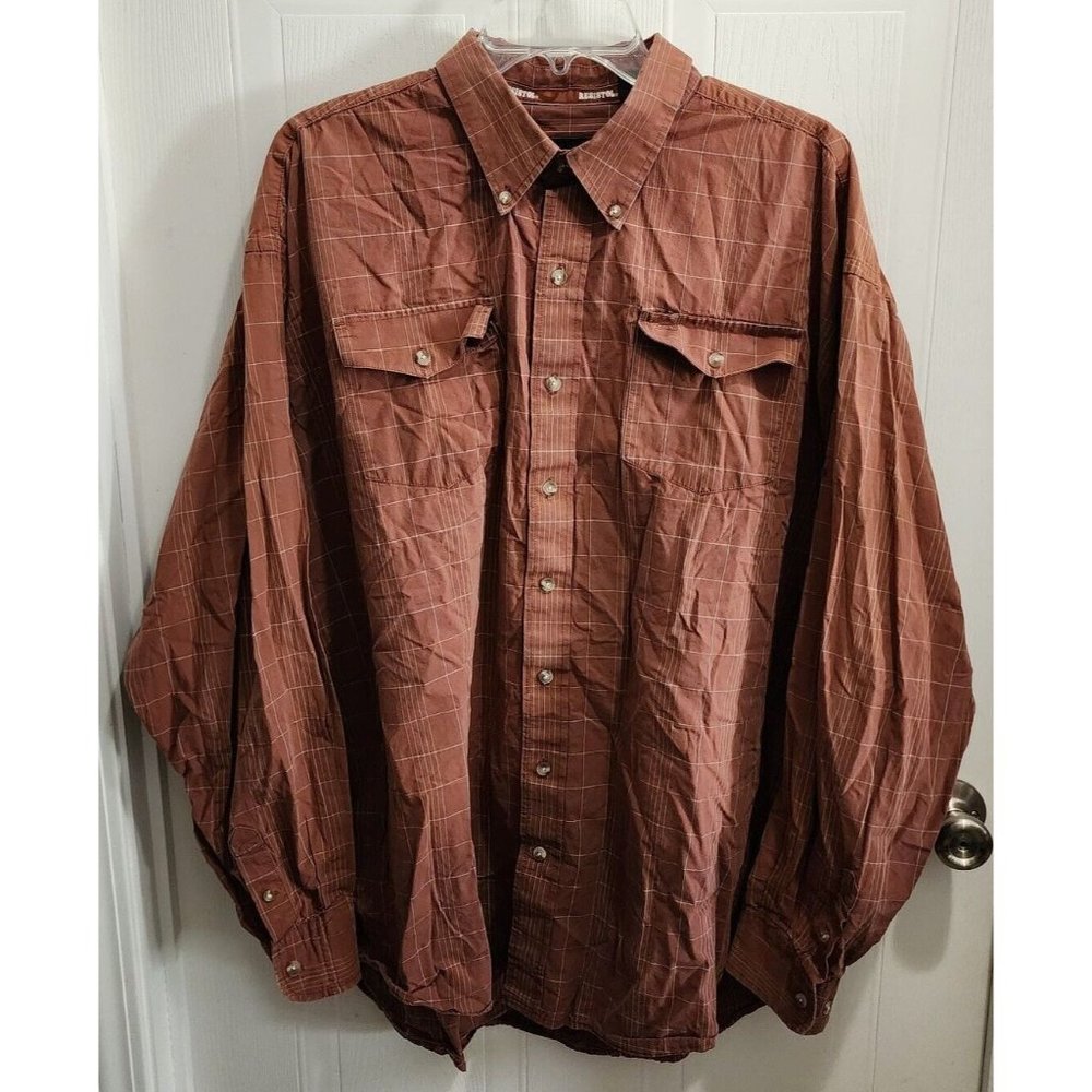Resistol Rodeo Gear Salmon Check Cowboy Button Down LS Western Shirt Size XXL